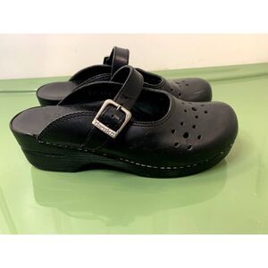 Dansko Martina Black Leather Mules EU 37 (US 6.5-7)